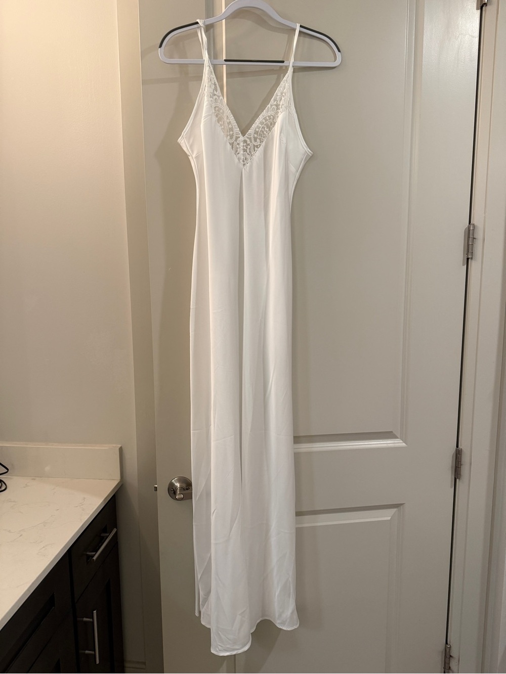 Homebodii Bridal Lace-Trim Satin Slip - White - Picture 3 of 5